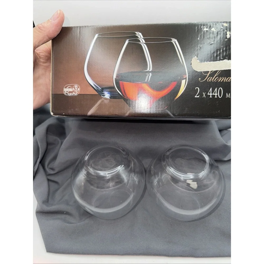 Bohemia Crystal Stemless Wine Brandy Glasses Set of 2 - Crystalex NIB